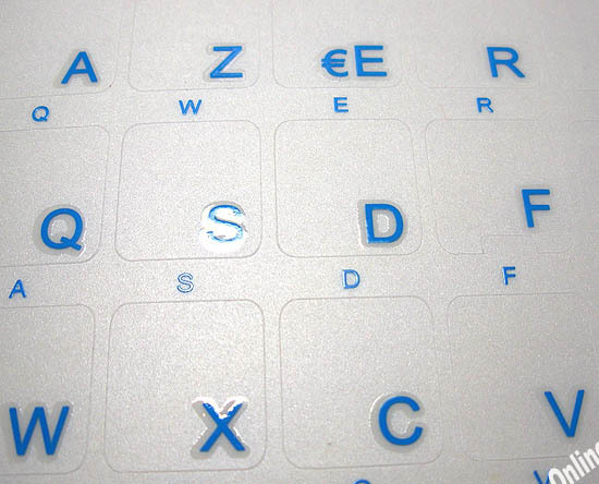 French Azerty blue transparent letters