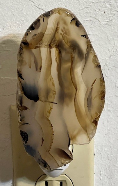 Extra Large Montana Moss Agate Night Light, Yellowstone River stone