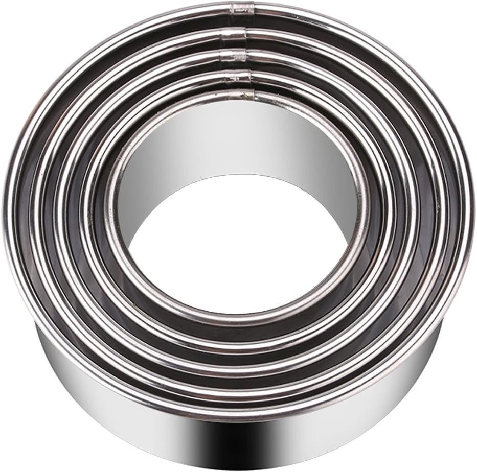 Gradated 5 Sizes Round Cookie Cutters - Durable & Dishwasher Safe