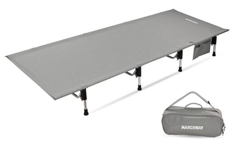 Lightweight Folding Tent Camping Cot Bed with Lever Lock, Easy Setup Grey