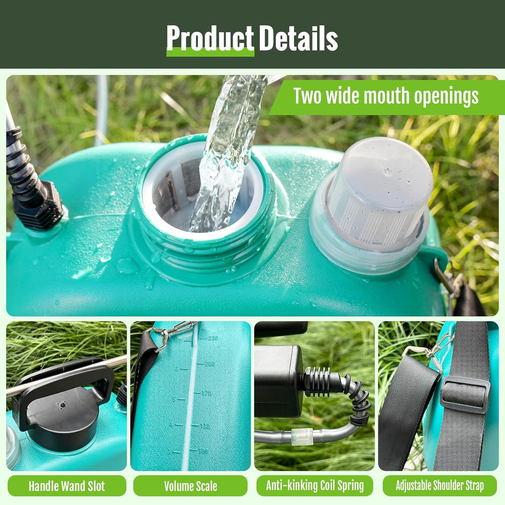 Battery Powered Sprayer 2 Gallon, Electric Weed Sprayer with 3 Adjustable Spray