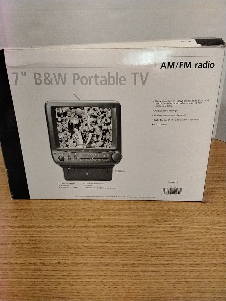 7" B & W Vintage Portable TV