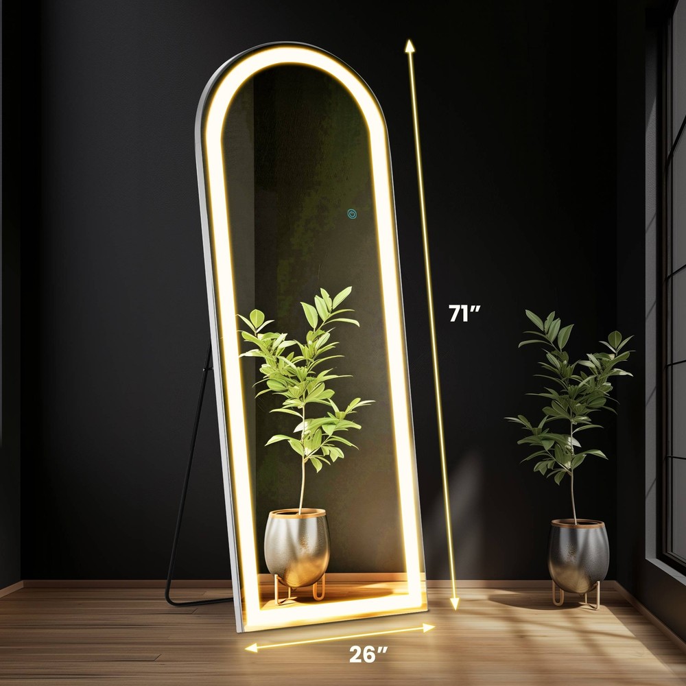 Arched LED vertical mirror, available cold light, warm light, and natural light