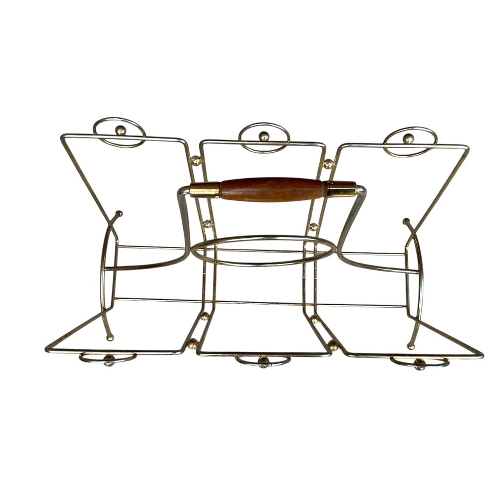 Mid Century Modern Wire and Teak Magazine Rack
