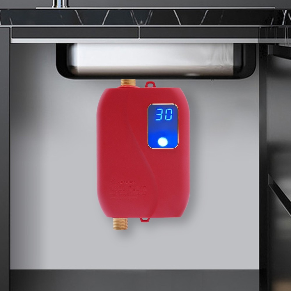 110V 3000W Under Sink Water Heater Kitchen Instant Hot Water Red US Standard