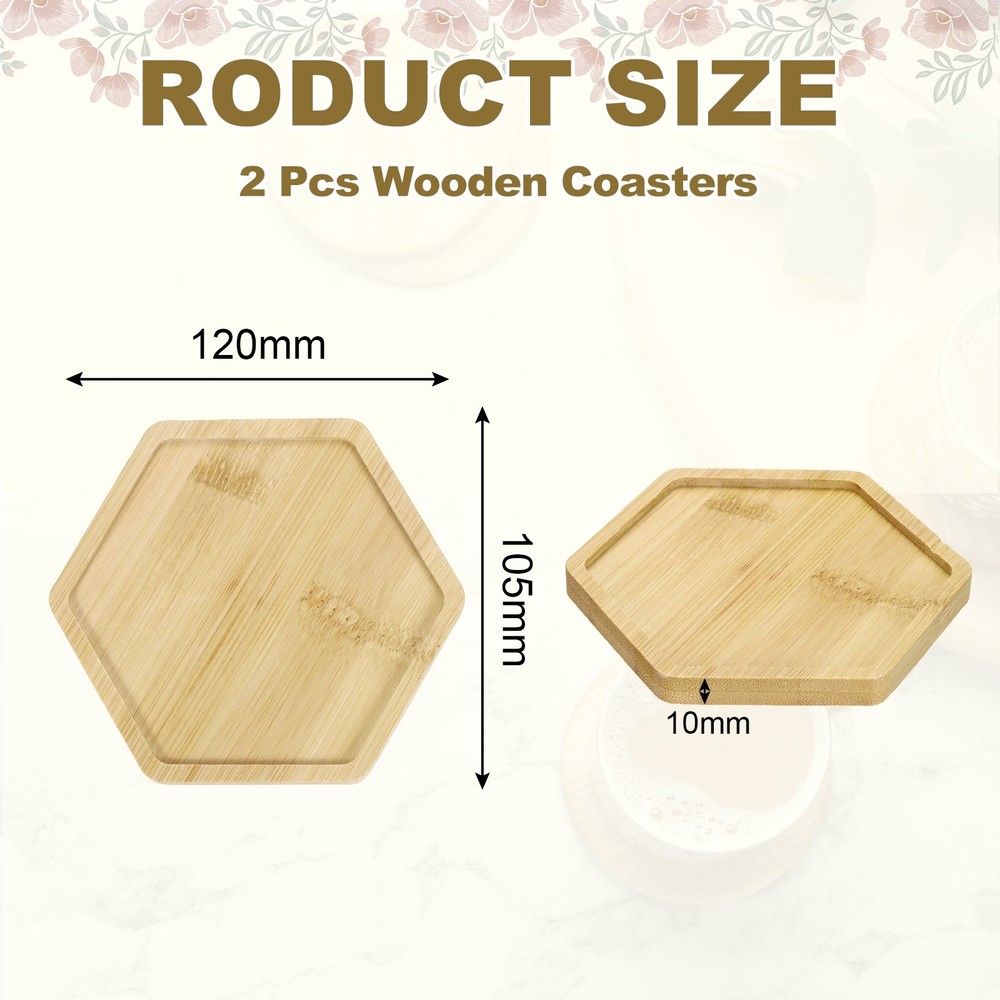 Hexagonal coasters 2pcs 120x105x10mm for kitchen bar table