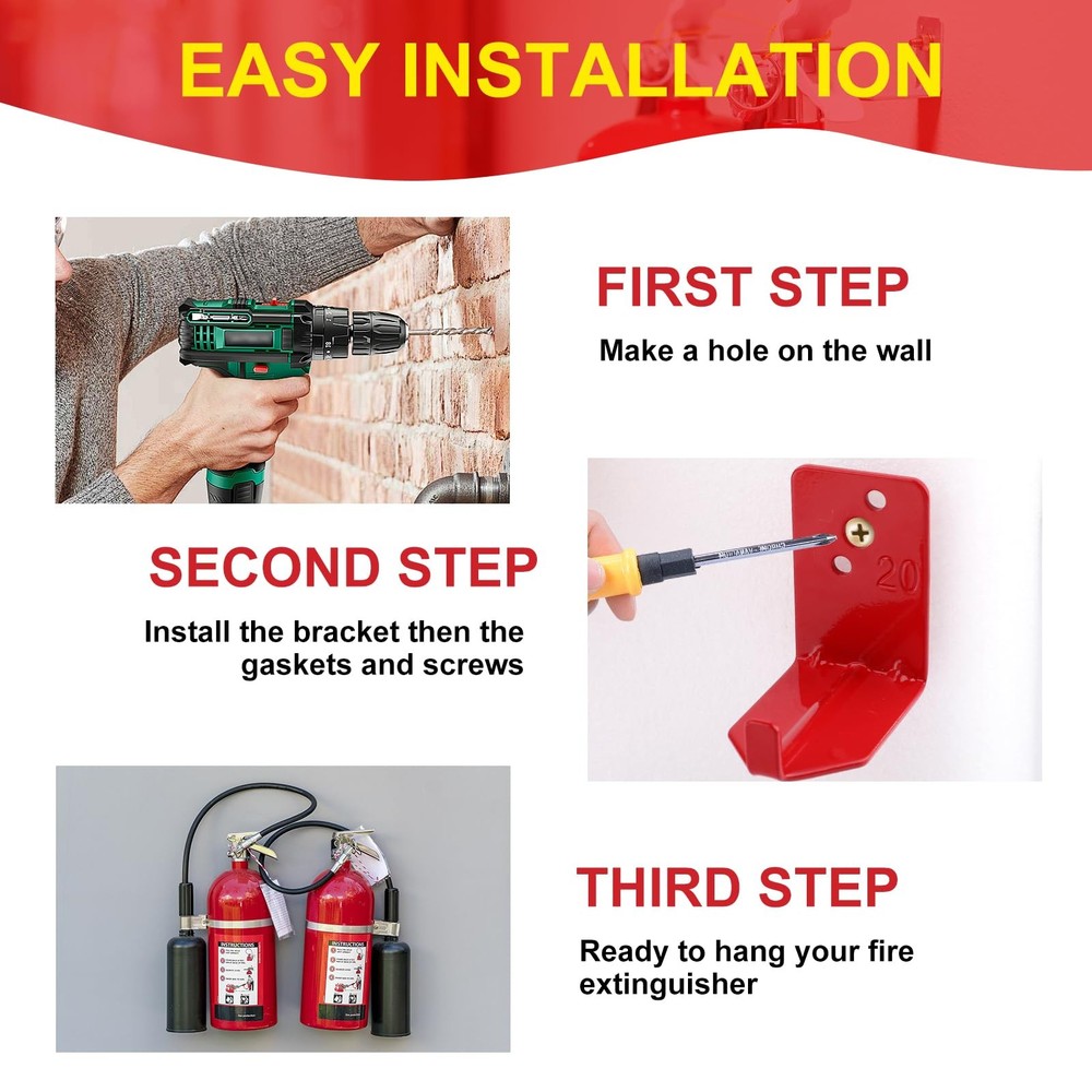 20Pcs Fire Extinguisher Mount,Universal Fire Extinguisher Bracket,Hook Wall M...
