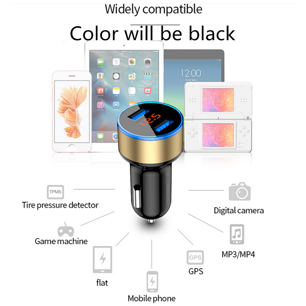 Dual USB Car Charger LED Voltage Display Cigarette Lighter Power Outlet Socket