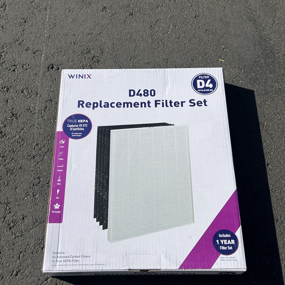 WINIX D480 True HEPA Replacement Filter D4 with 4 Activated CARBON filters(1+4)