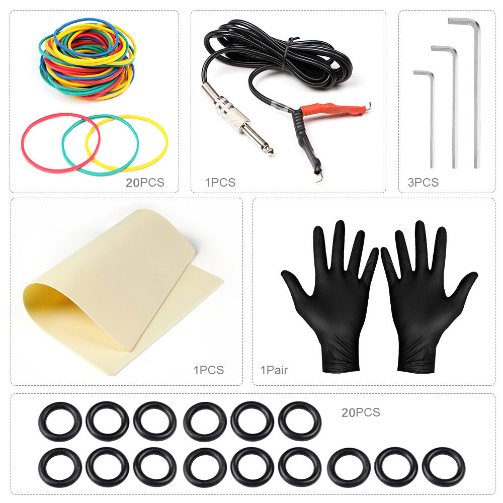 Complete Beginner Tattoo Kit Machine Gun Liner Shader Power Supply Tip Grip