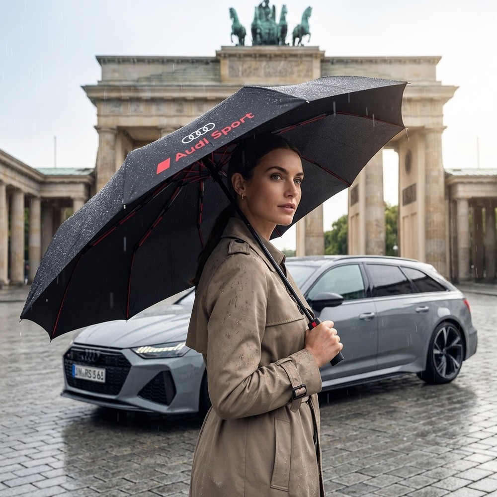 Genuine Audi Umbrella Folding Compact Windproof Automatic Anti-UV Sun Rain Black