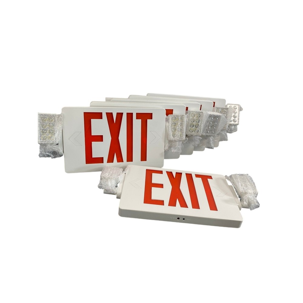 Sunco 6 Pack Exit Signs With Emergency Lights, Two Adjustable LED Lights, Red