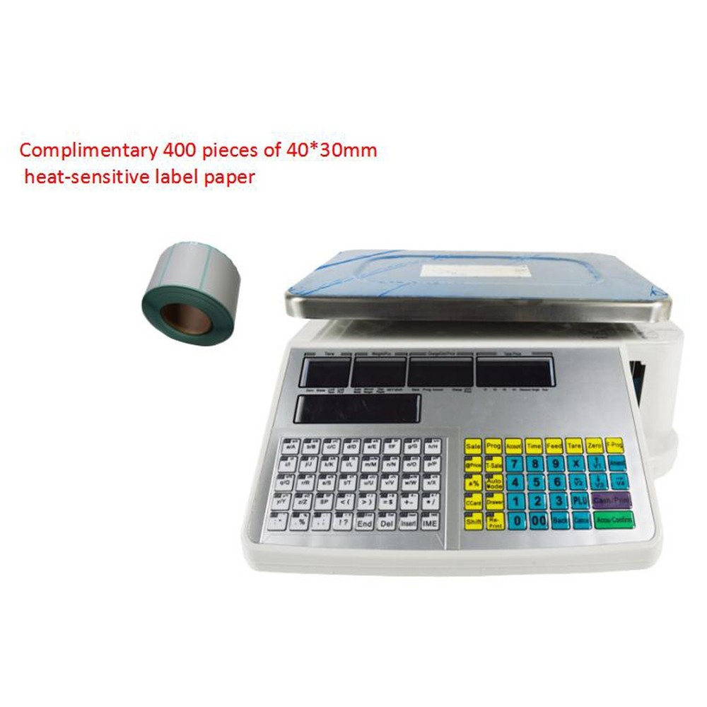 Digital Price Computing Scale Supermarket Barcode Printing Electronic Scale 66lb