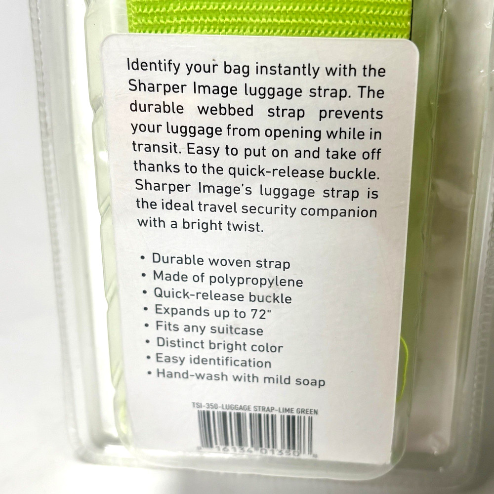 Sharper Image LIME GREEN Easy ID Luggage Strap Adjustable Quick Release ~ NEW!