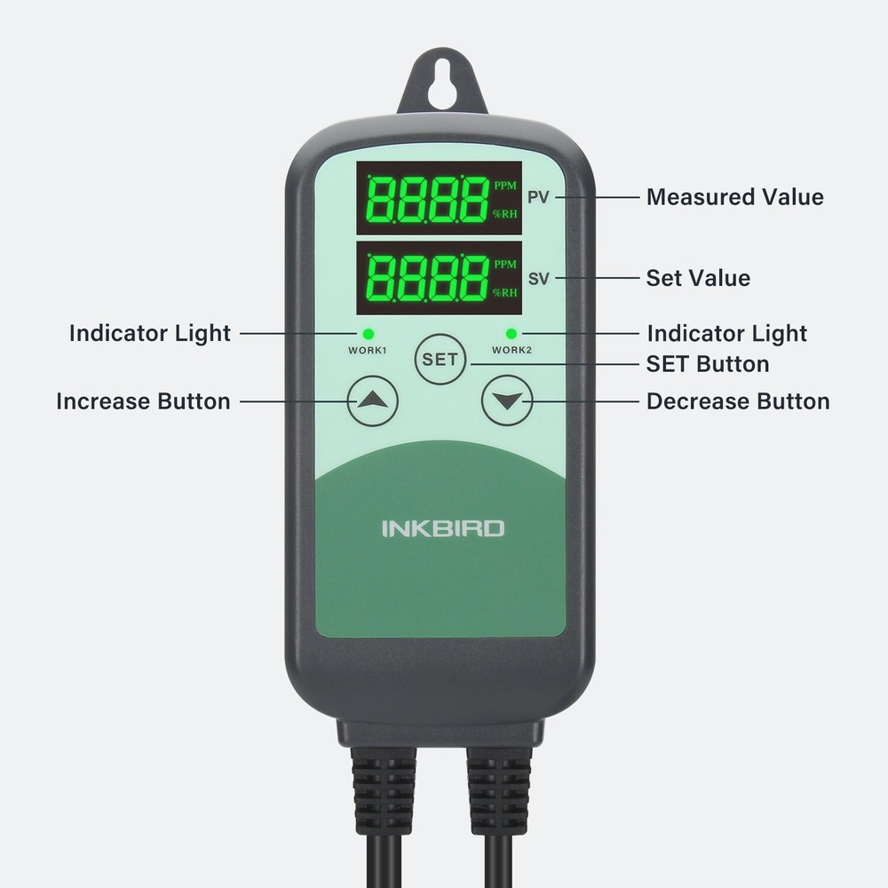 Digital CO2 Temperature Controller Monitor Environmental Control Hydroponics Fan