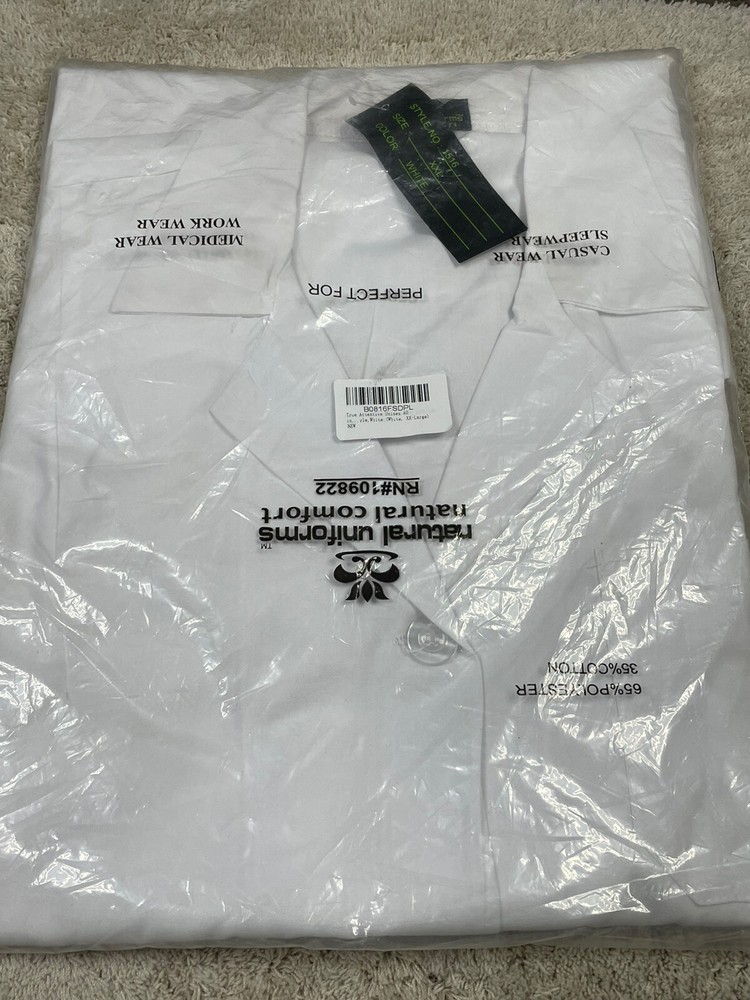 True Attentive Unisex 40 WHITE LABCOAT XX-LARGE Polyester Cotton Blend NEW