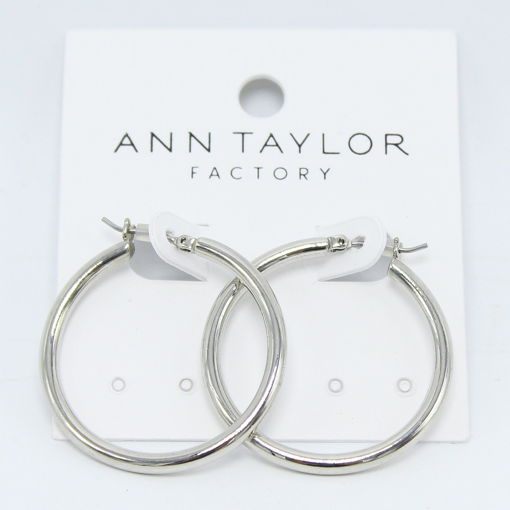 New Basic Silver Hoops by Ann Taylor Factory nwt #E1189