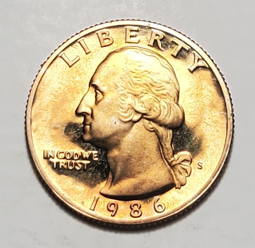 TONED 1986 S WASHINGTON QUARTER PROOF UNC #C4224