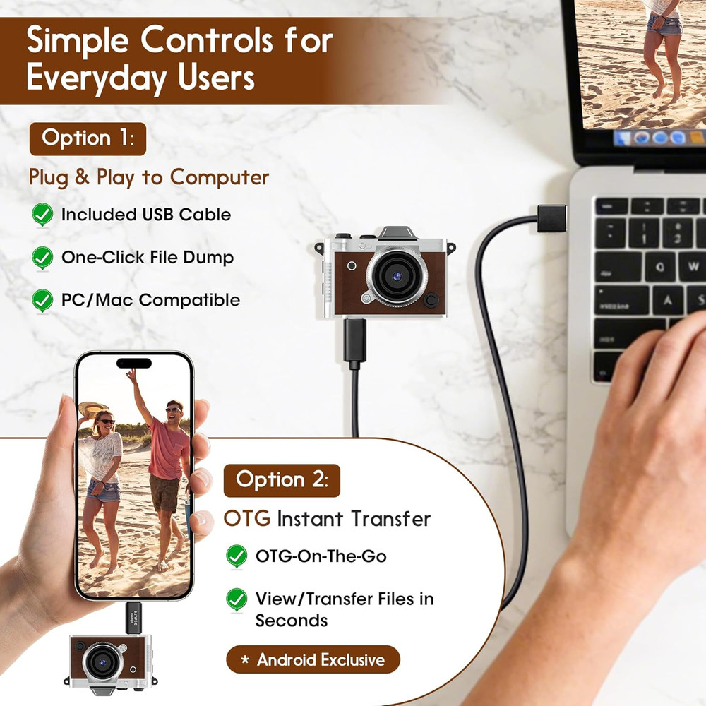 Tiny Digital Camera, Vintage Mini Keychain Camera for Teens & Beginners, Premium