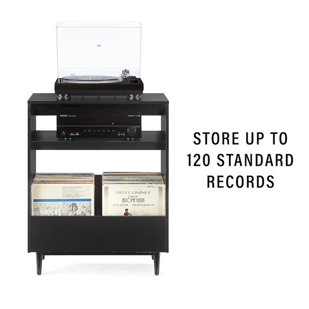 2-Piece Record Player Stand And Vinyl Storage Set