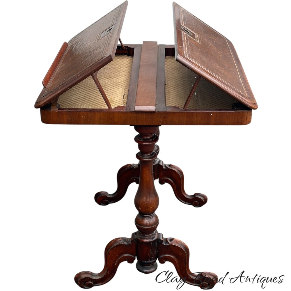 Antique Regency writing reading table combination drawing leather top 19th