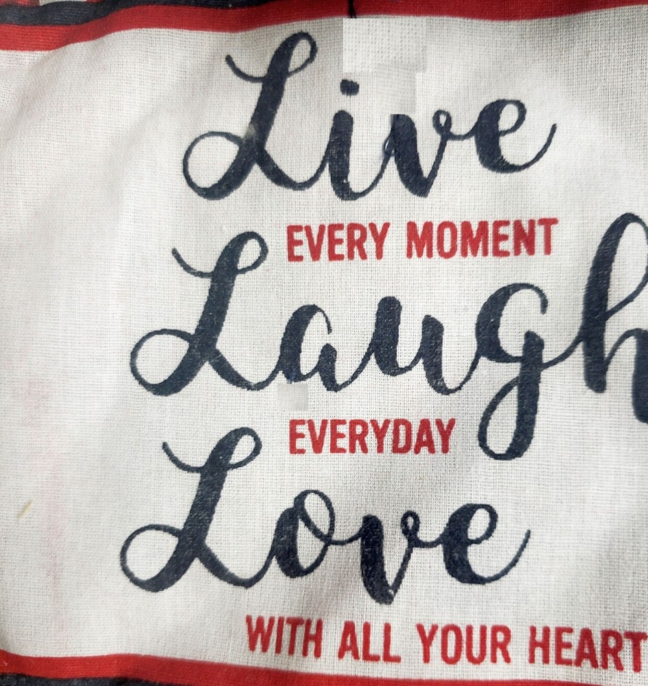 2 Same Printed Kitchen Pot Holders (7" x 7") LIVE LAUGH LOVE, dark blue back, GR