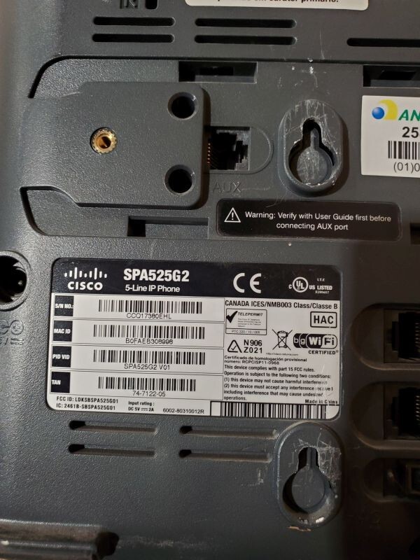 Cisco SPA525G2 5-Line IP Phone No Power Adapter