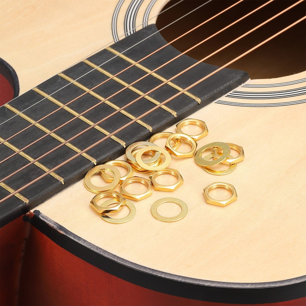 Guitar Nuts and Washers 3/8" Guitar Input Output Jack Socket Nuts Gold,5 Set