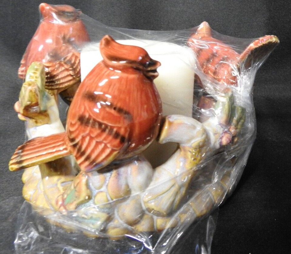 CARDINAL PEDESTAL CANDLE HOLDER & CANDLE