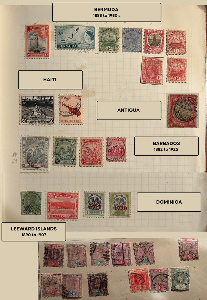 100+ Caribbean Islands Postage Stamps