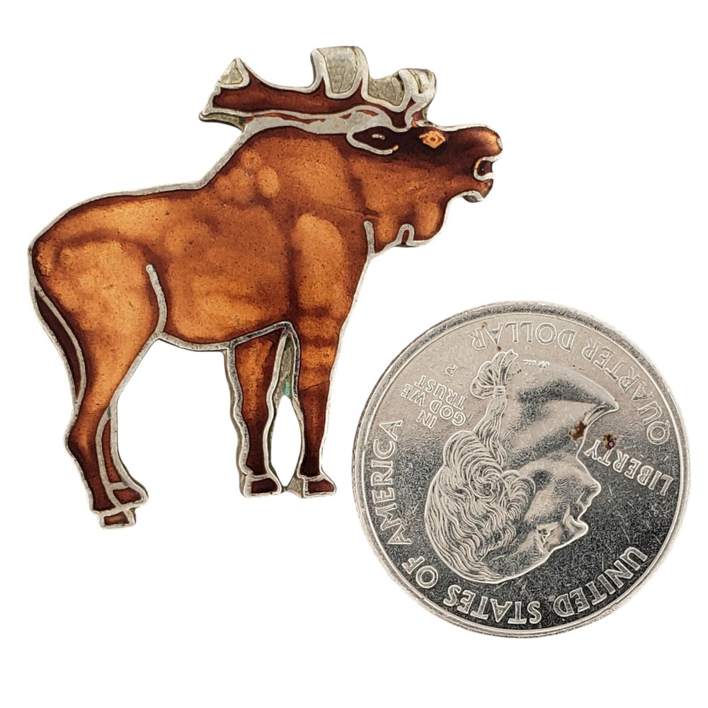 Bull Moose Brown Enamel Lapel Hat Pin