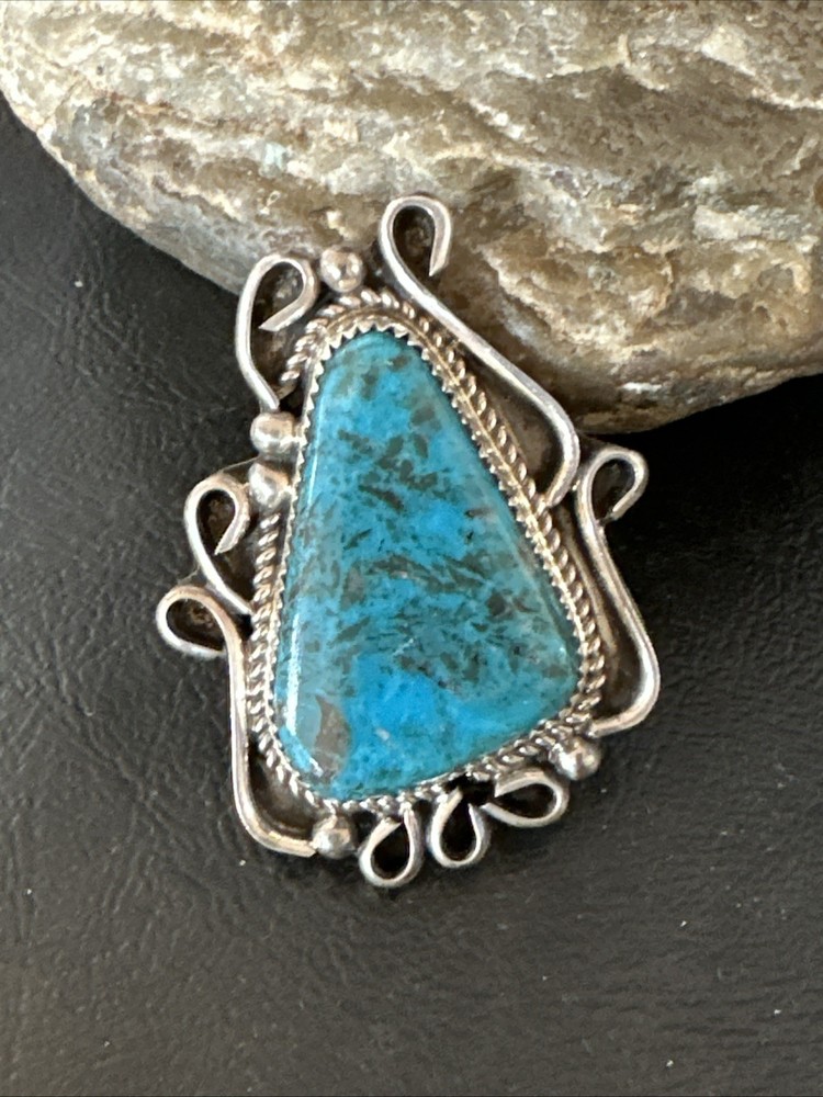 Blue Turquoise Navajo Sterling Silver Ring Size 7 19781