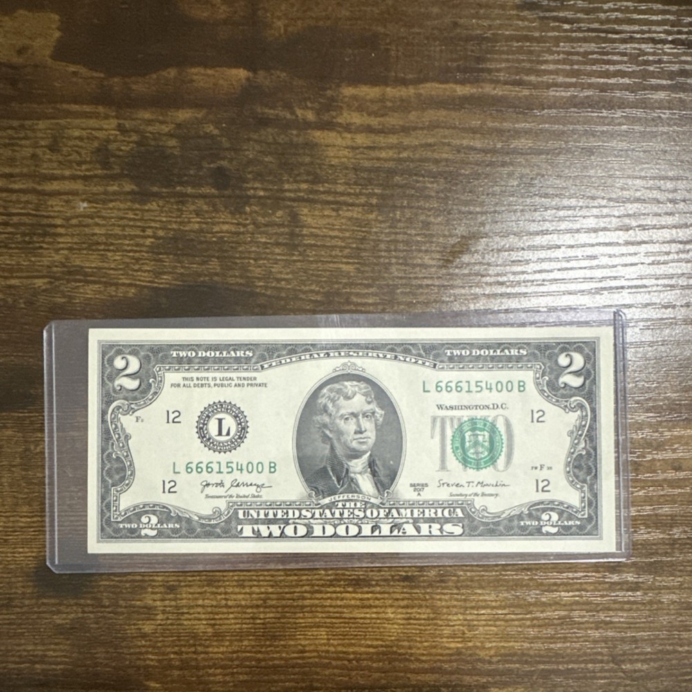 $2 Federal Reserve Note 2017 L66615400B Uncirculated
