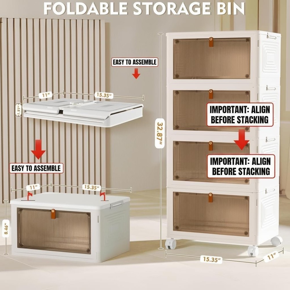 NEW.Four-Tier Plastic Storage Bin with Lid (23-Quart Capacity)