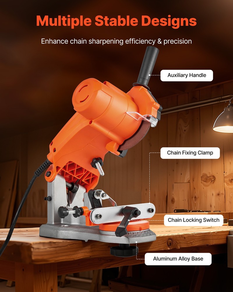 VEVOR Electric Chainsaw Sharpener 85W Saw Chain Sharpener with 2 Grinding Wheels