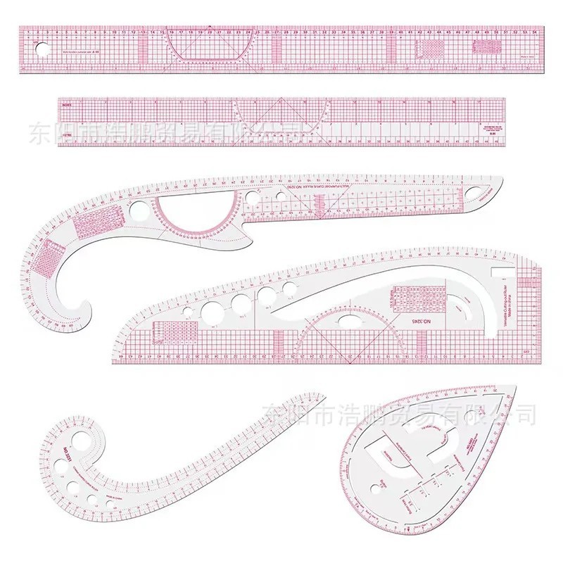 French Curve Ruler Set 6 Piece Flexible Sewing Pattern Drafting Tools Kit