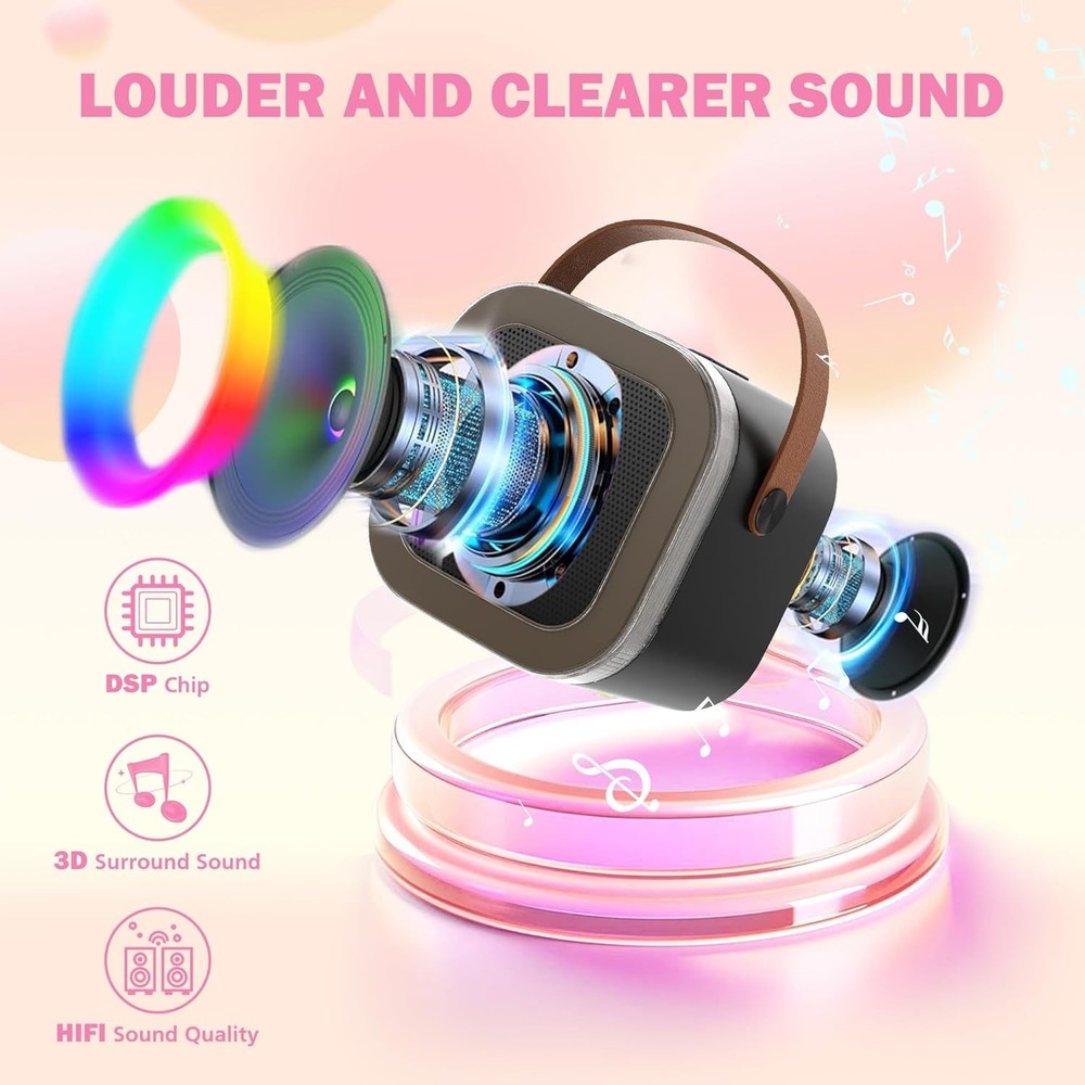 Kids & Adults Karaoke Machine - Versatile Bluetooth Speaker with Wireless Mics