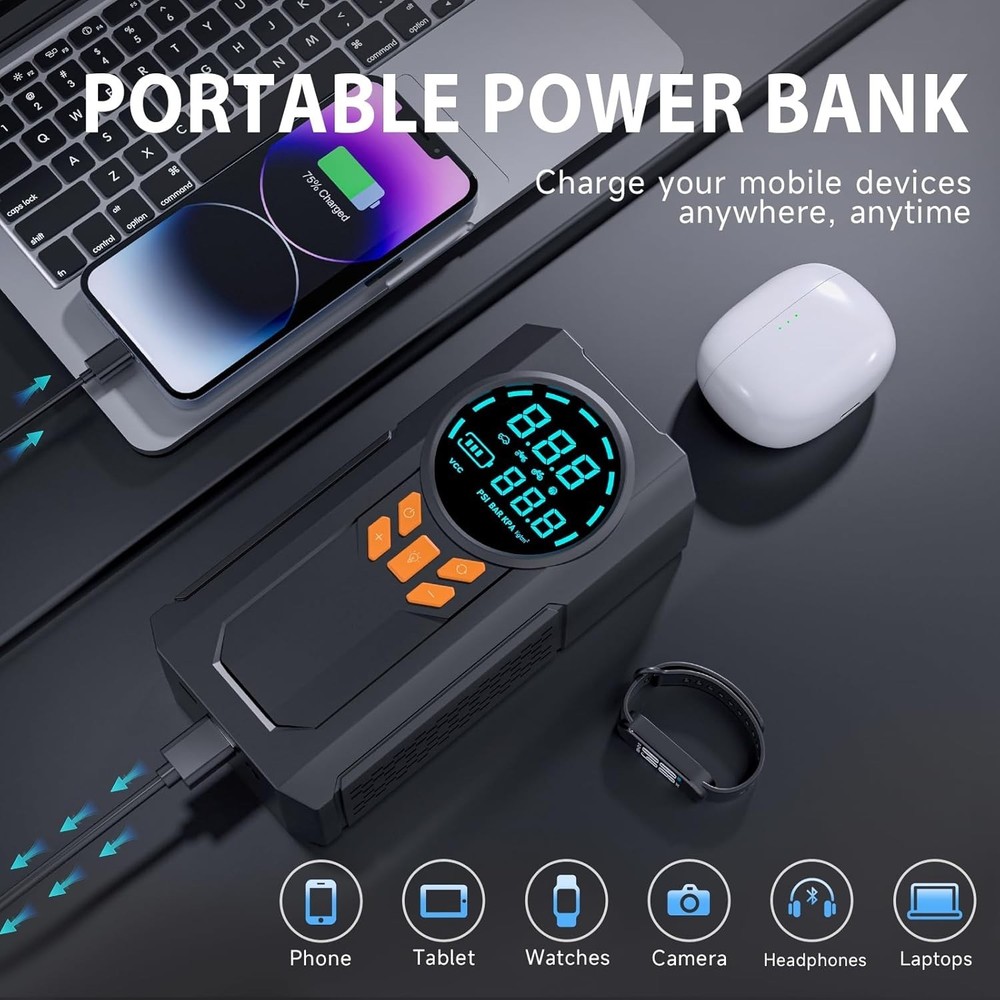 5000A Jump Starter with Compressor - Ultimate Emergency Backup Solution