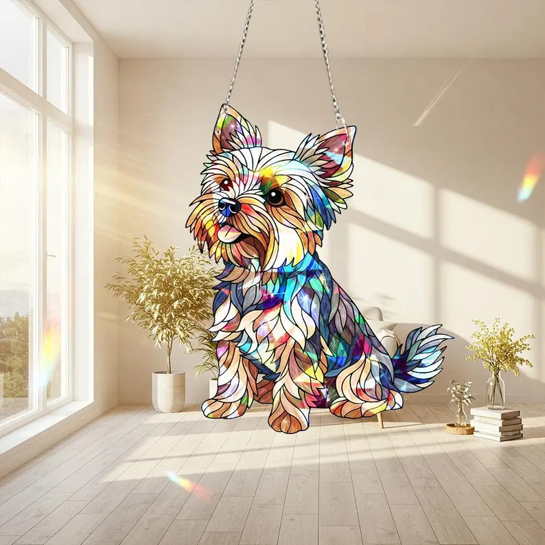 Yorkie Hologram Suncatcher Acrylic