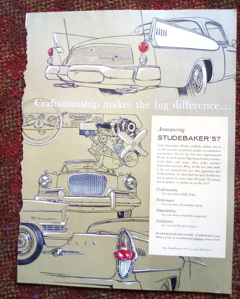 1957 Studebaker President Golden Hawk Print Ad