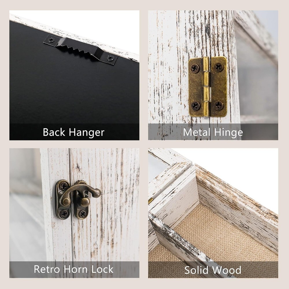 Wall Mount Display Case with Adjustable Shelves White 11x14 Keepsake Shadow Box