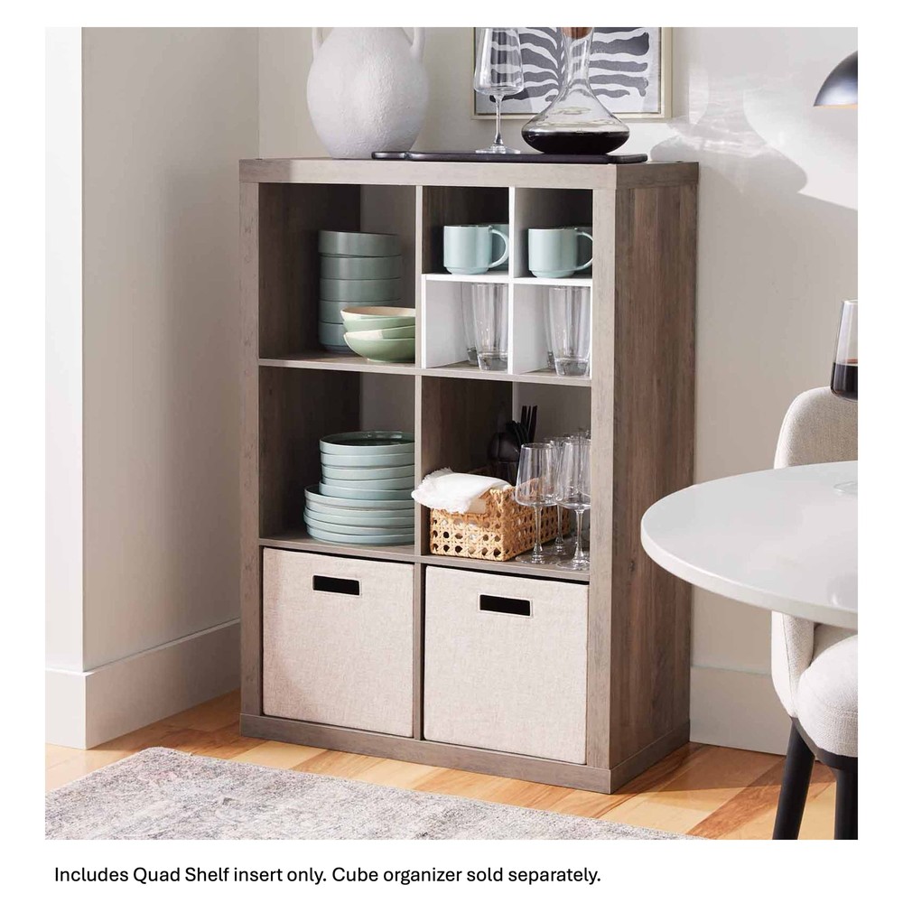 (2 pack) Better Homes & Gardens Quad Shelf Cube Organizer Insert, White Texture