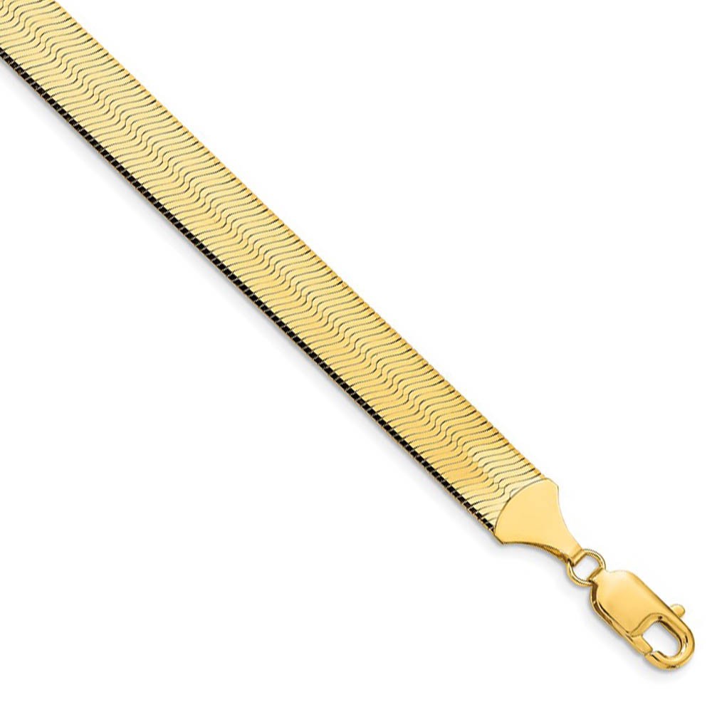 10mm 14k Yellow Gold Solid Herringbone Chain Necklace