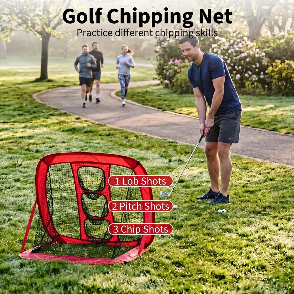 Golf Practice Net Golf Hitting Aid Training Chipping w/ Target Backyard Outdoor