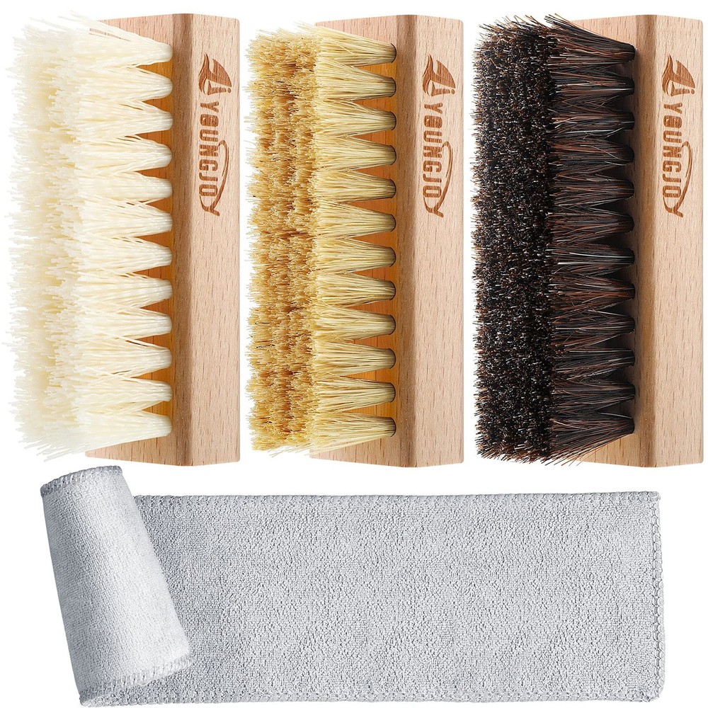 Dual Sided Sneaker Cleaning Brush Set with Microfiber Cloth, 3 Pieces