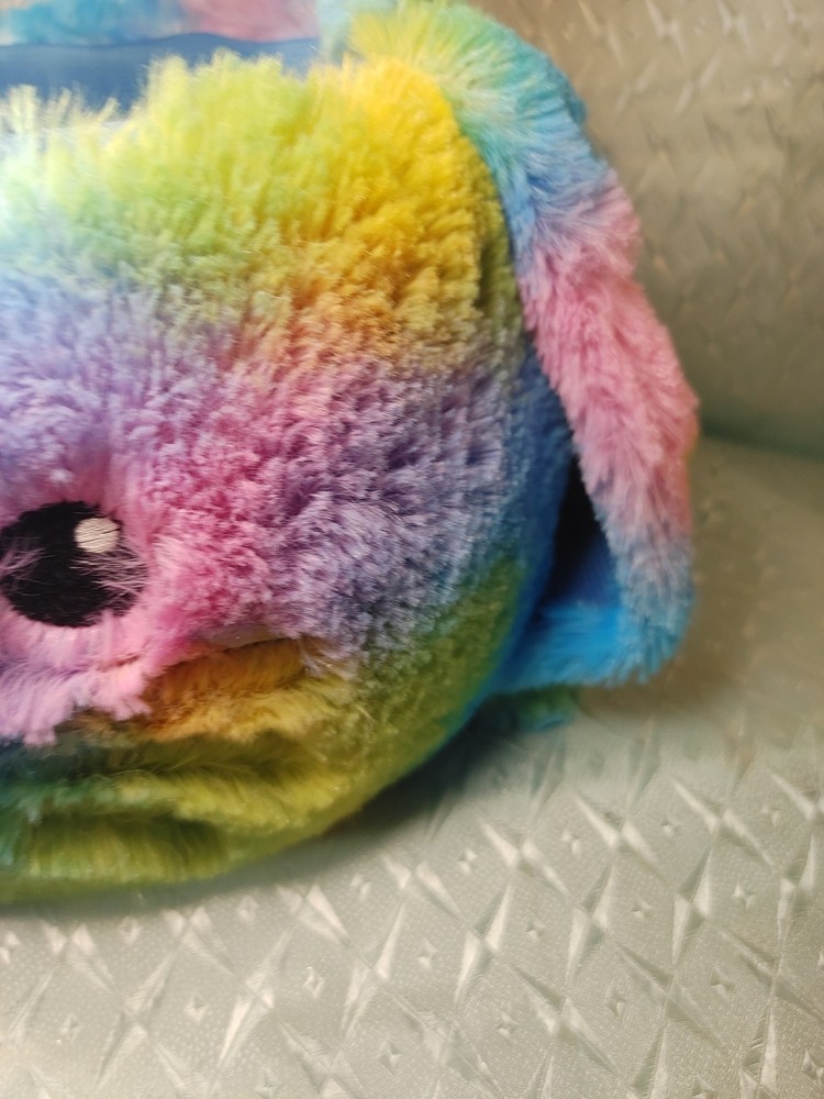 Plush Multicolored Rainbow Bunny Easter Basket With Handle ADORABLE!