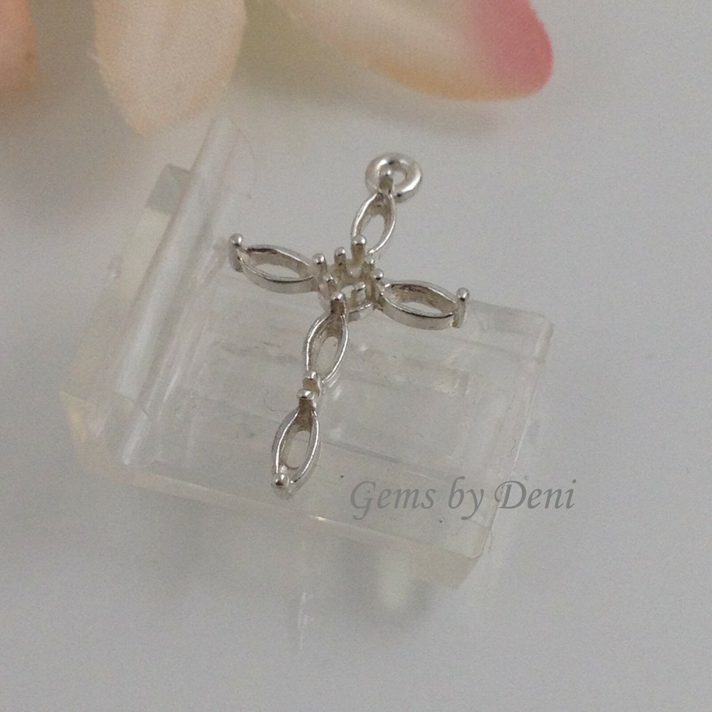 Sterling Silver Marquise and Round Dangle Cross
