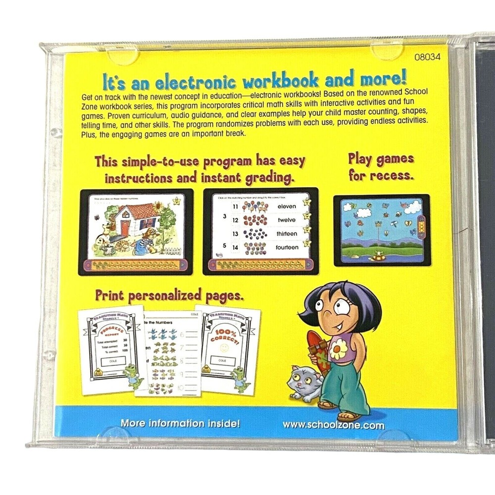School Zone Transition Math K-1 CD-ROM Educational Homeschool Computer Game
