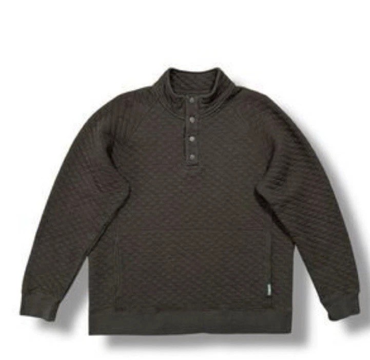 Eddie Bauer Brown Quilted 1/4 Snap Button Pullover Medium