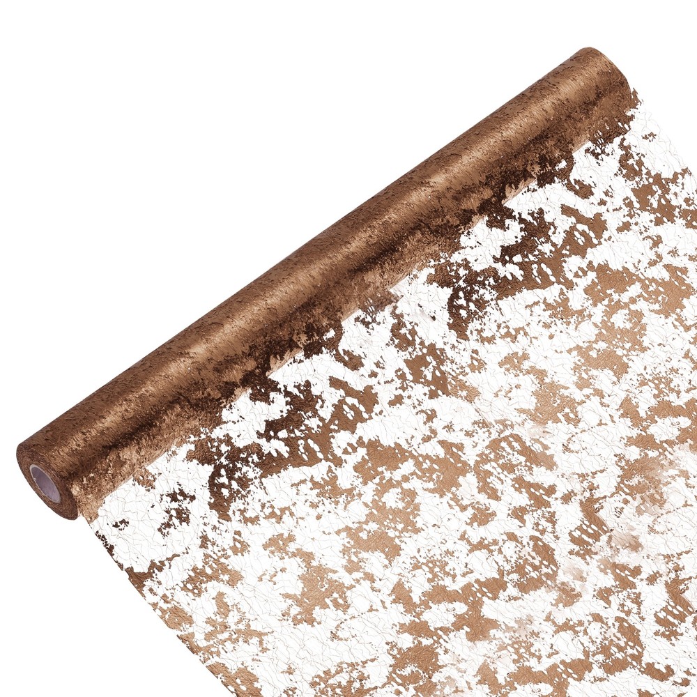 Rose Brown Table Runner Roll 20" x 15Ft Sequin Foil Metallic Mesh Table Runner